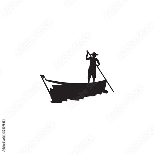 Traditional boat icon logo design vector template