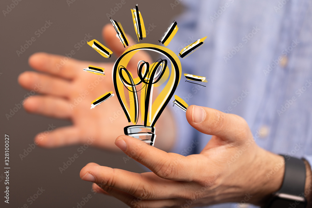 solution concept business idea lamp