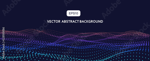 3D abstract vector particle wave background,Ai tech wire network futuristic wireframe. Artificial intelligence .	
