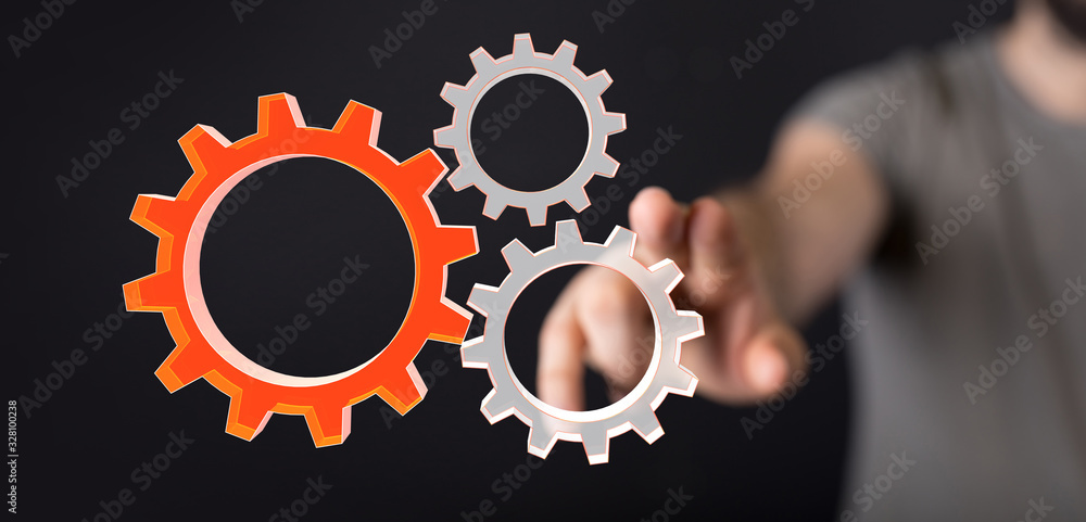 Business, Internet and technology concept. Business select gear icon on virtual screen. Business, Internet and technology concept. Business select gear icon on virtual screen.