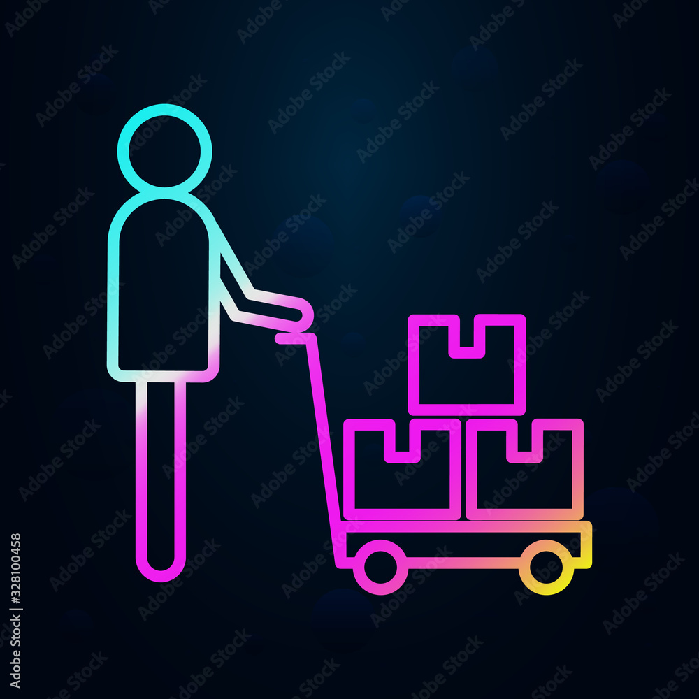 worker with a cart in nolan style icon. Simple thin line, outline vector of cargo logistic icons for ui and ux, website or mobile application worker with a cart in nolan style icon. Simple thin line, outline vector of cargo logistic icons for ui and ux, website or mobile application