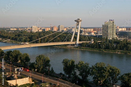 Canvas Print Landscape of Danube river and Bratislava - capital city of Slovakia