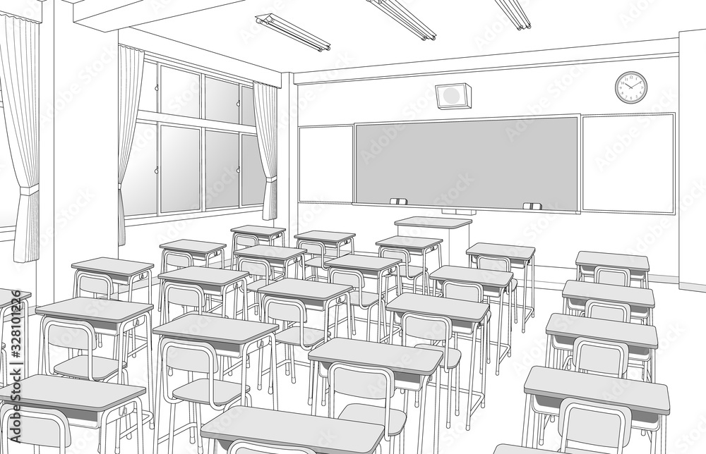教室 学校 漫画風背景素材 Stock 벡터 Adobe Stock