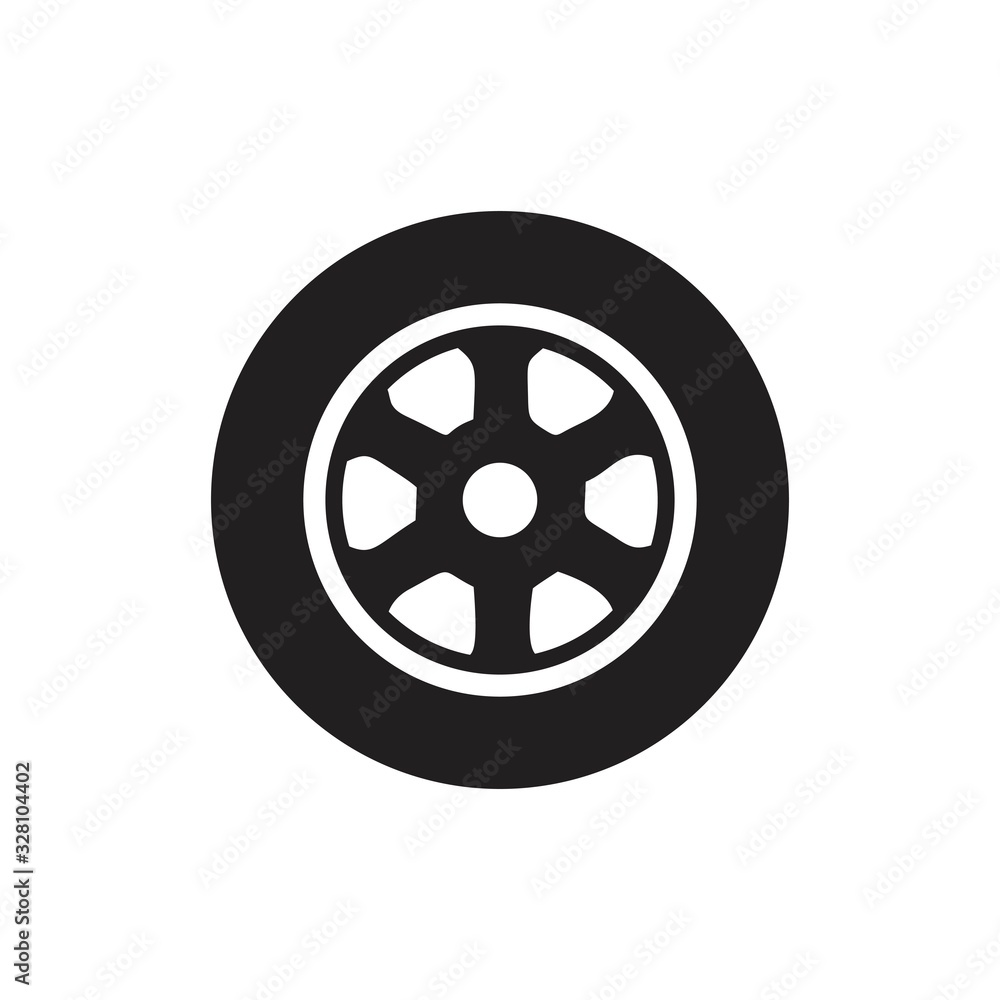Fototapeta premium Tire Wheel icon template black color editable. Tire Wheel icon symbol Flat vector illustration for graphic and web design.