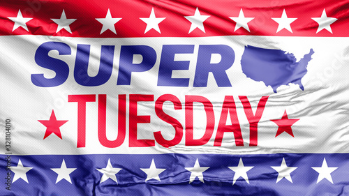 Quadro su tela A Super Tuesday waving flag