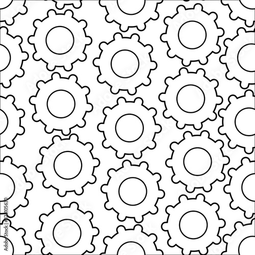 gear wheel flat simple black and white pattern
