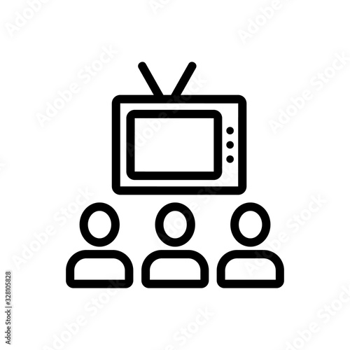 TV, audience icon vector. Thin line sign. Isolated contour symbol illustration