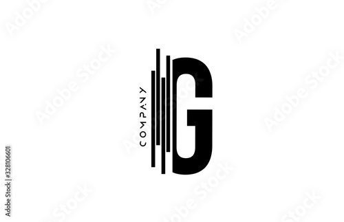alphabet G black white letter logo design with lines icon for company and business