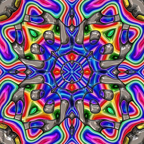 3d effect - abstract colorful kaleidoscopic pattern