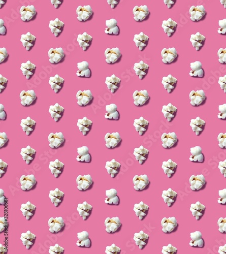  snack and popcorn on a seamless spring pattern.
