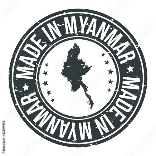 Made in Myanmar Map. Quality Original Stamp Design Vector Art.