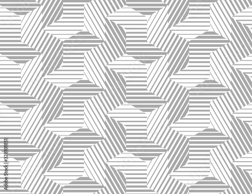 Abstract geometric pattern with stripes  lines. Seamless vector background. White and grey ornament. Simple lattice graphic design.