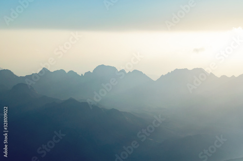 Beautiful mountain landscape  view from Mount Moses in Egypt on the Sinai Peninsula