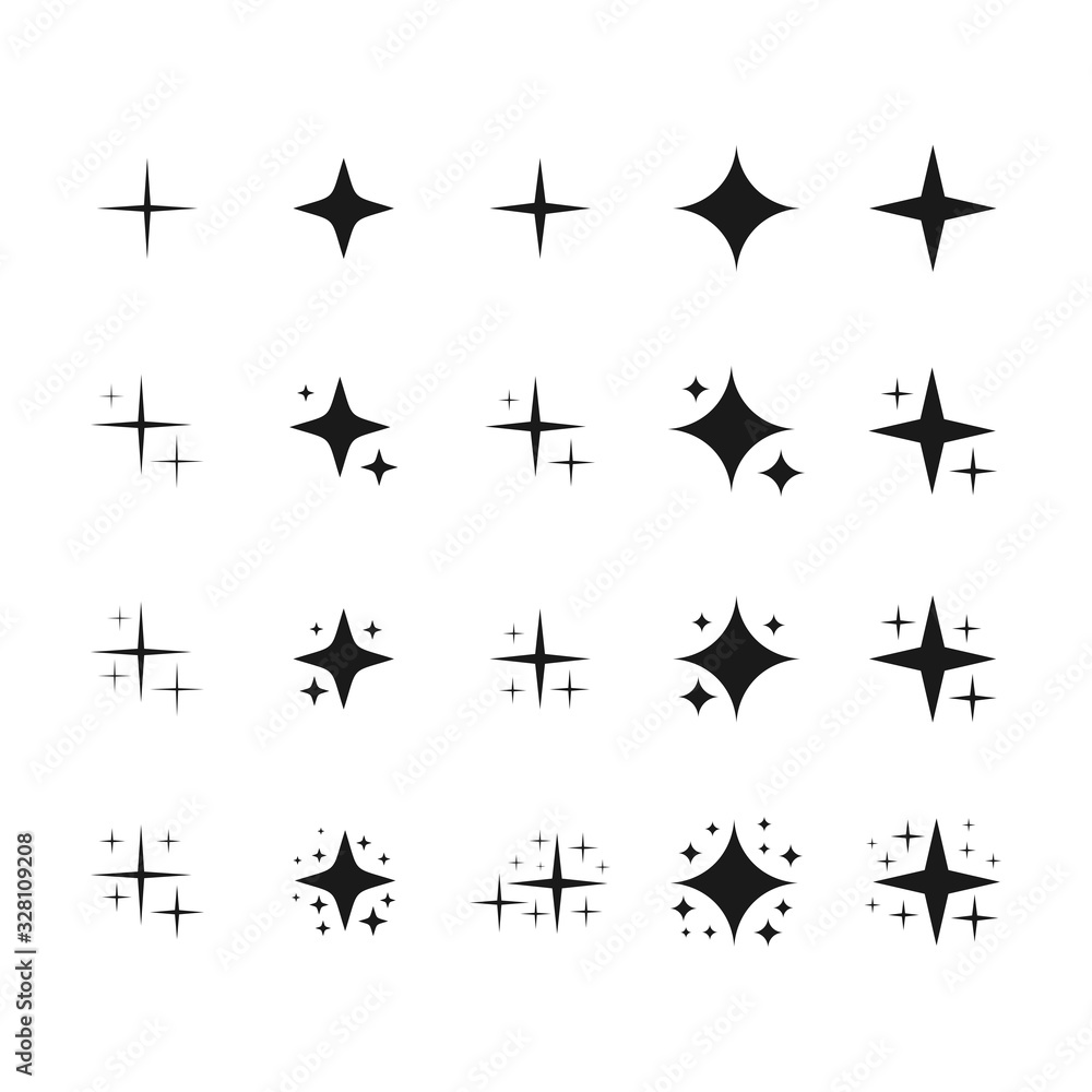 Sparkles stars symbol. Decoration twinkle, shiny light. Stars effect perfect design. Sparkles stars symbol. Decoration twinkle, shiny light. Stars effect perfect design.