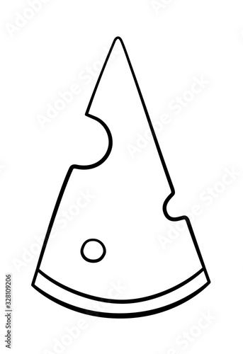 Isolated cheese in black lines on white background