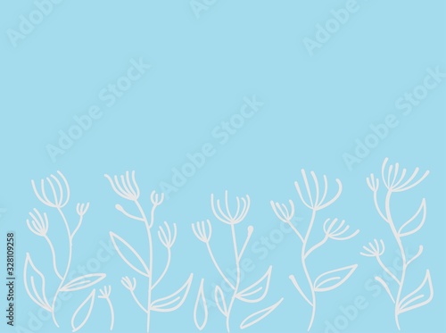 Vintage icon with white dandelion on blue background. Abstract nature background. Summer plant. Dandelion icon. Sky blue. Botanical vector vintage illustration