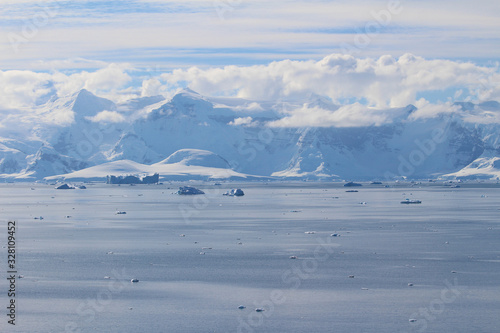 Icebergs and mountains at Paradise Bay on the Danco Coast, Antarctica © Marco Ramerini