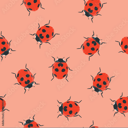 Ladybug Seamless Pattern Background or Wallpaper © Eduardo