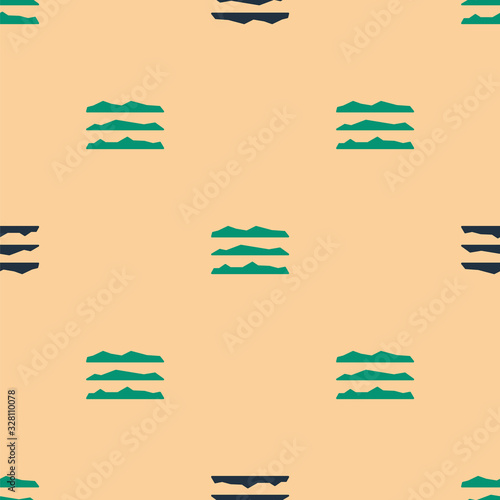 Green and black Strips of cocaine or heroin drug icon isolated seamless pattern on beige background. Vector Illustration