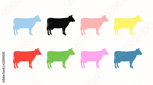 Set of Different Color Cow Icons