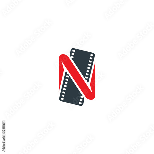 N letter and film strip vector logo design