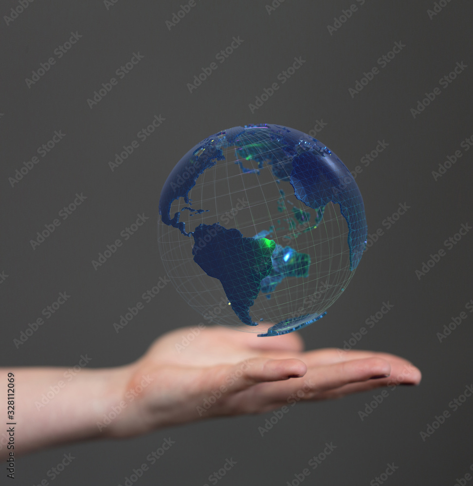 Human Hand Holding The World In Hands. Human Hand Holding The World In Hands.