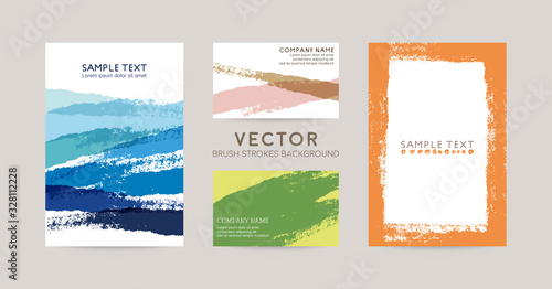 vector brush strokes design, postcards and business cards