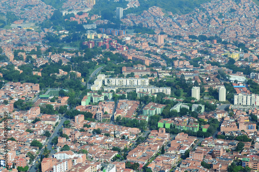Panoramic from the air municipality of Medellin - corregimiento of San Cristobal