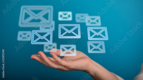 Hand Touching Email With Finger.