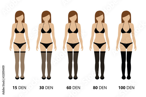 overview of the opacity of thigh high stockings vector illustration EPS10