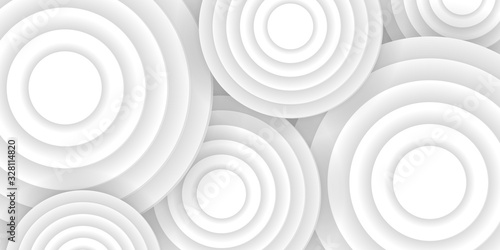 White paper cut background. Abstract template in origami style. Carving backdrop white color. Vector illustration with layered circles. Design for card, brochure, cover, banner, booklet, wallpaper.
