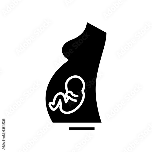 Pregnancy black icon, concept illustration, vector flat symbol, glyph sign.