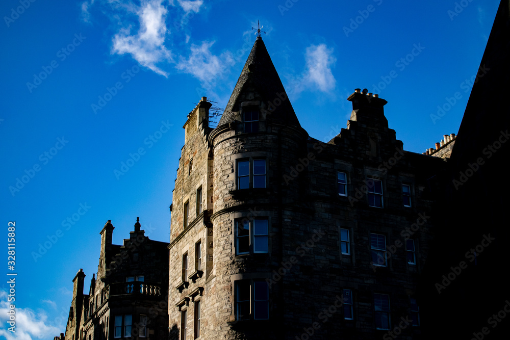 old building in edinburgh scotland with blue sky