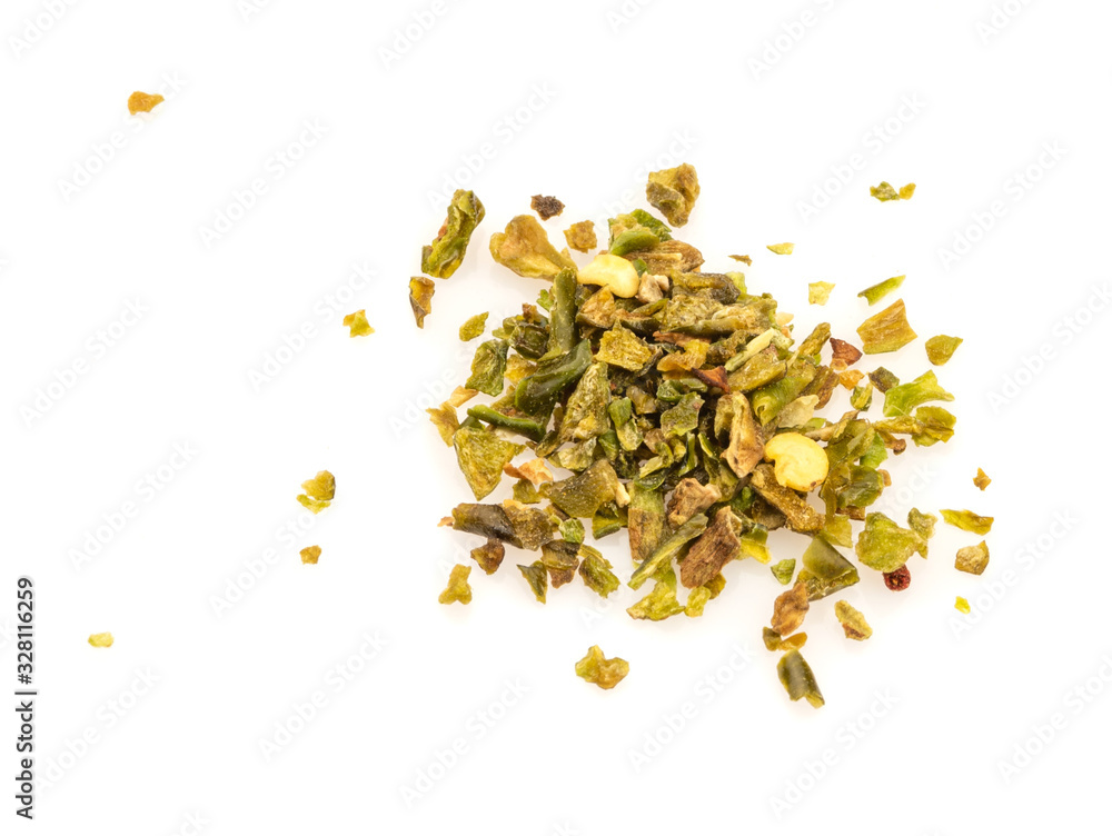 green pepper seasoning isolated on white green pepper seasoning isolated on white
