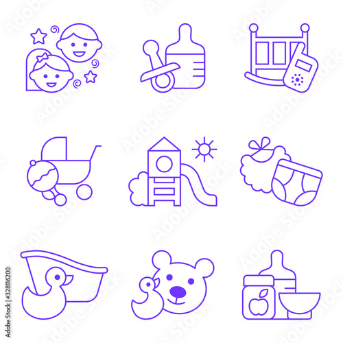 Set of baby icons. Vector illustration