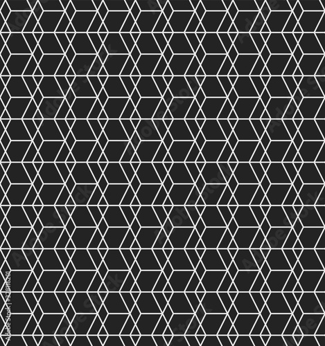 Seamless linear pattern with white line and black background. Abstract geometric texture design.