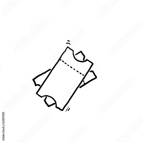 hand drawn Ticket icon vector. Line raffle ticket symbol.doodle style vector
