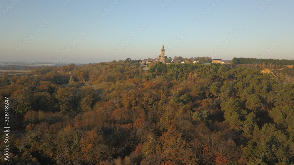 Saint-Malo-de-Phily, Church from above by Avalon Drones (France, Brittany)