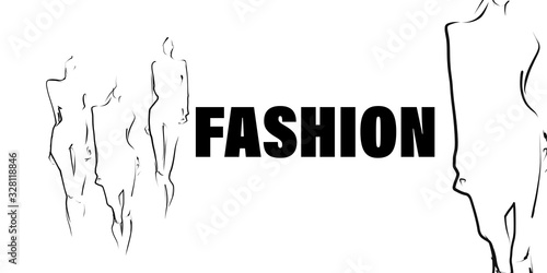 Hand-drawn silhouettes of fashion models. Vector