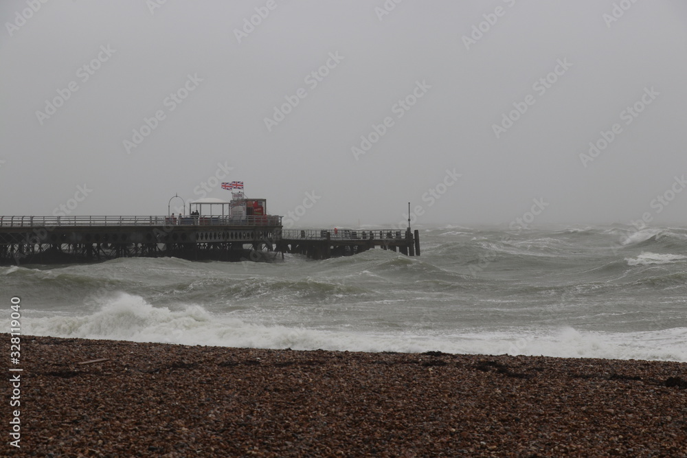 Southsea Pier during Storm Ciara