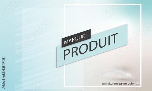 Carton Faire part Flyer Bleu et plume blanche 