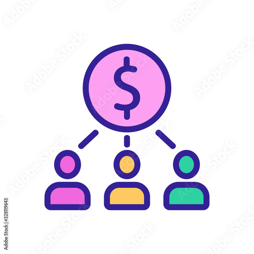referrals, dolar icon vector. Thin line sign. Isolated contour symbol illustration