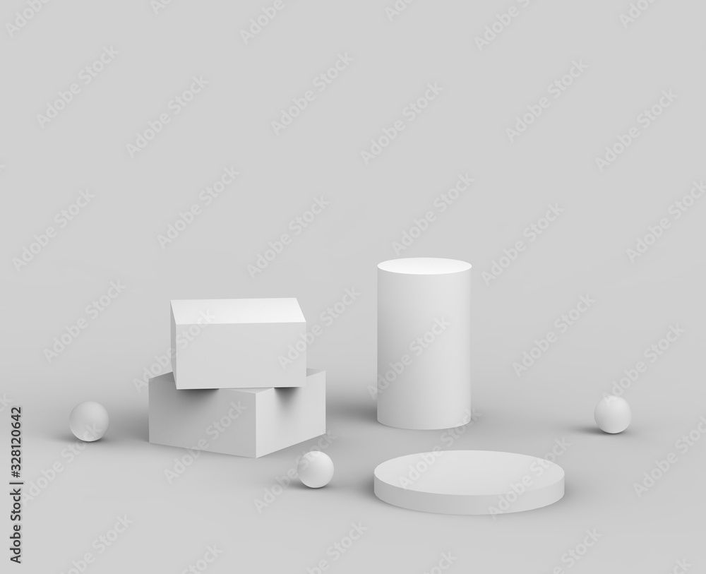 3d white gray podium minimal studio background. Abstract 3d geometric shape object illustration render. Display for cosmetics and beauty fashion product. 3d white gray podium minimal studio background. Abstract 3d geometric shape object illustration render. Display for cosmetics and beauty fashion product.