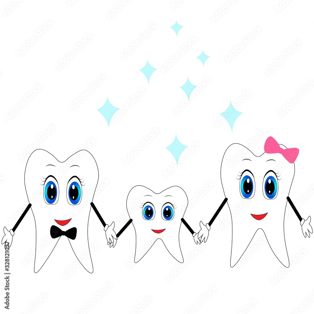 Obraz premium cute tooth illustration vector for nursery decor