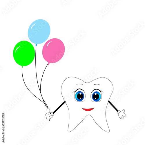 cute tooth illustration vector for nursery decor 