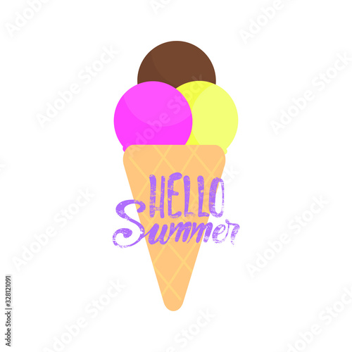 Tasty cone ice cream  vector illustration