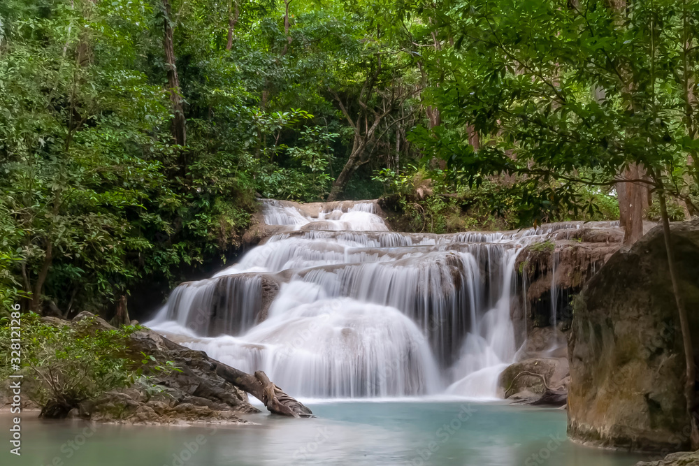 The beautiful waterfalls of Erawan National Park, Kanchanaburi province, Thailand