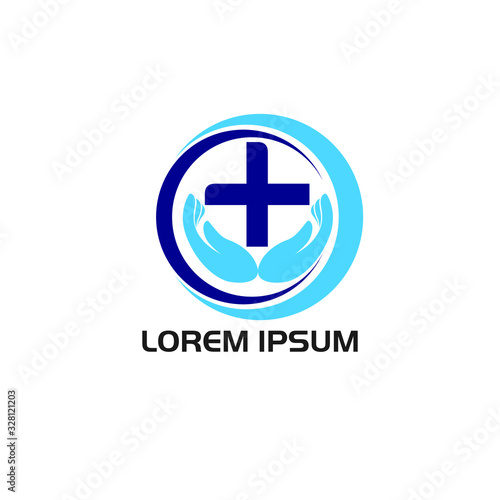 Free Download Health logo and hand with cross sign - GFXLoad