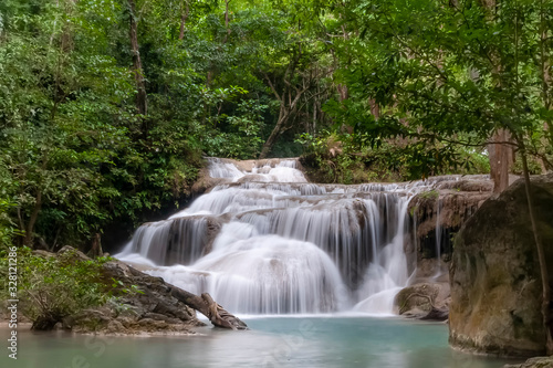 The beautiful waterfalls of Erawan National Park  Kanchanaburi province  Thailand