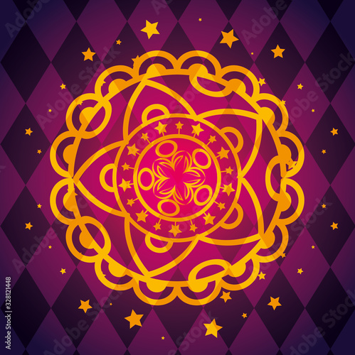 golden mandala flower meditation ornament vector illustration design